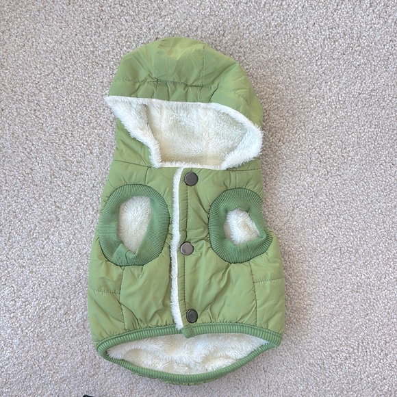 Grass Green, cream fuzzy lined puffer jacket - Picture 4 of 6
